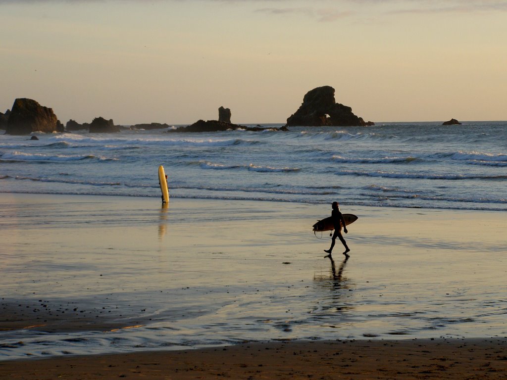 Surfers on Indian Beach by C. Harmon