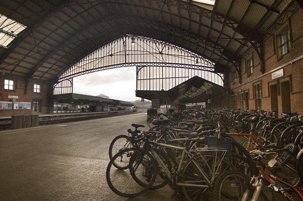 Bicycles at Bristol Temple Meads station by Fergus McNeill