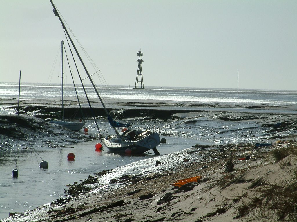 Navigation Beacon, The Creek The Yacht Is Aground In Is The Mouth Of The River Alt. by Peter Hodge