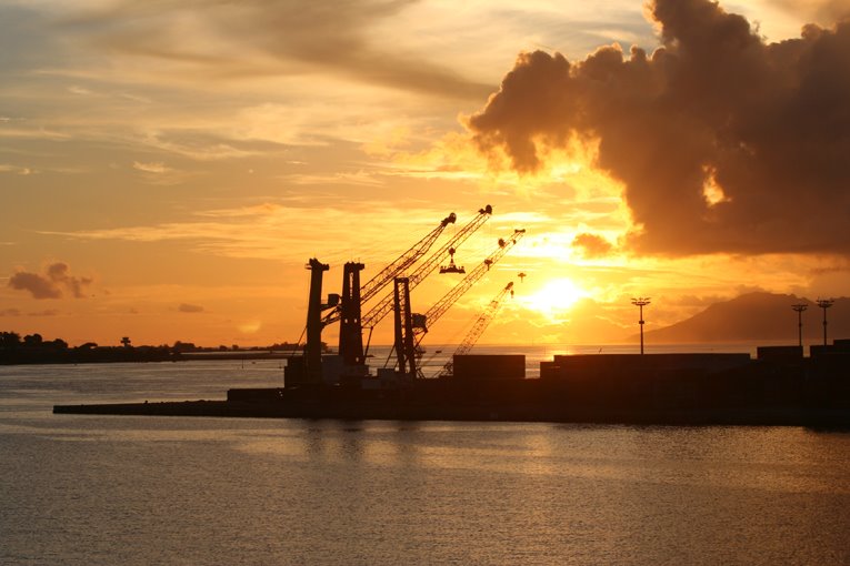 Papeete Harbour at Sunset, Tahiti by BarryLockwood