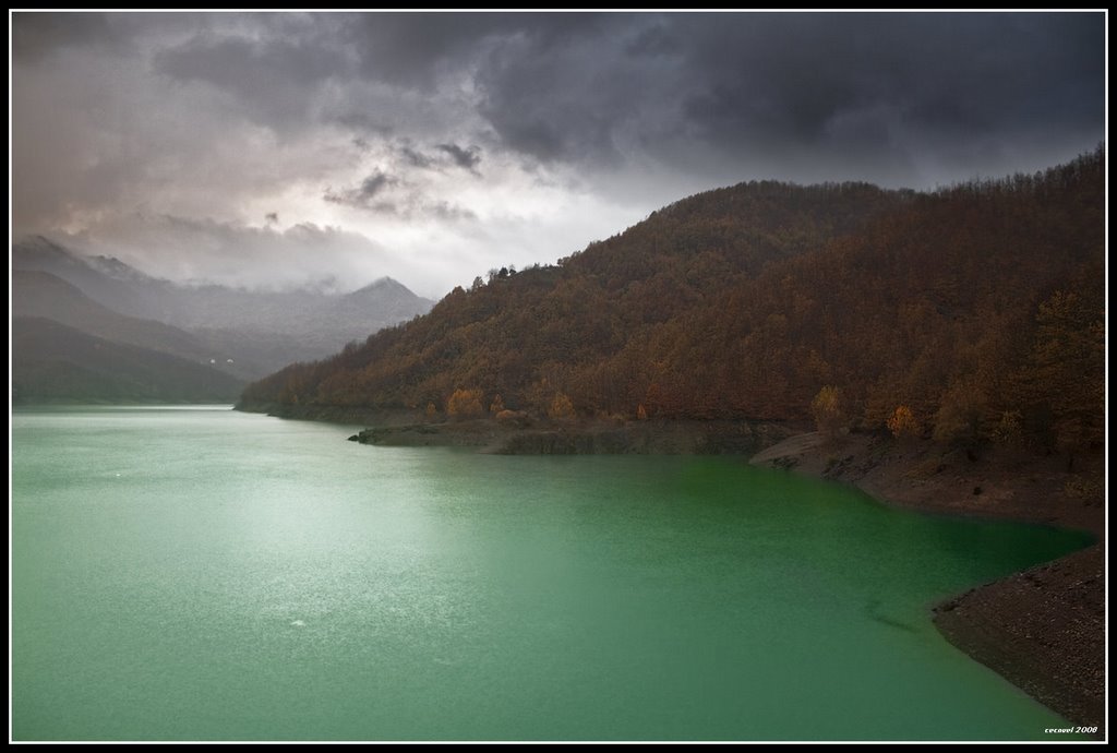 Storm on the Brugneto lake by Francesco Favalesi