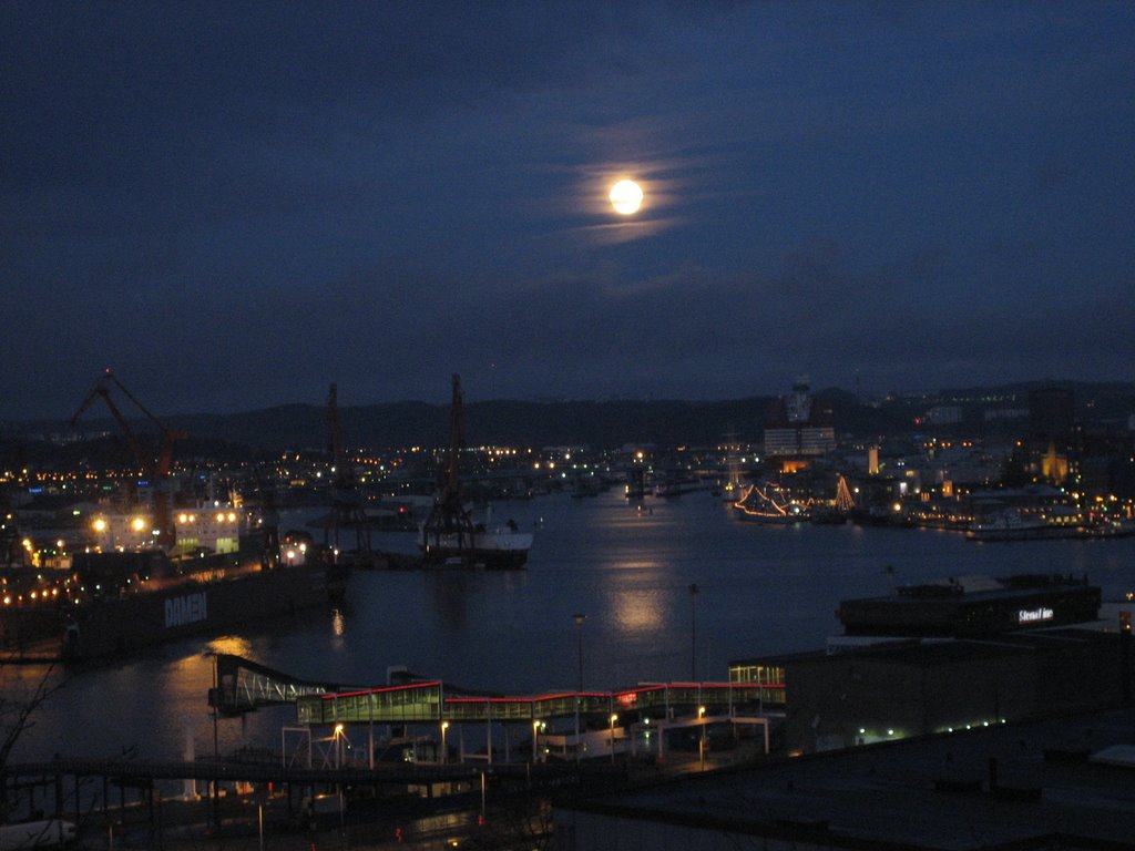 Full moon view over Göteborg harbour by René Bongard