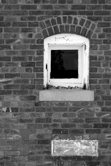 B&W of a Building on the Big Bay Point Lighthouse Grounds by www.prcimages.com