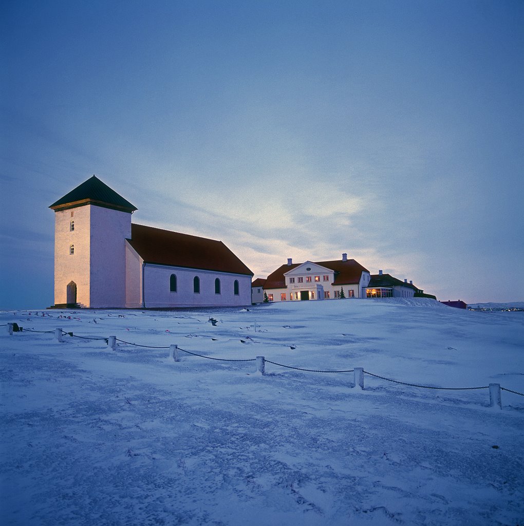 Bessastaðir at dawn by trevor leighton