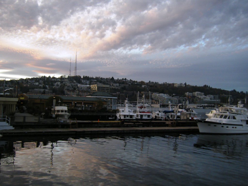 Marinas East Side of Lake Union in Twilight VIII by Timothy Chase