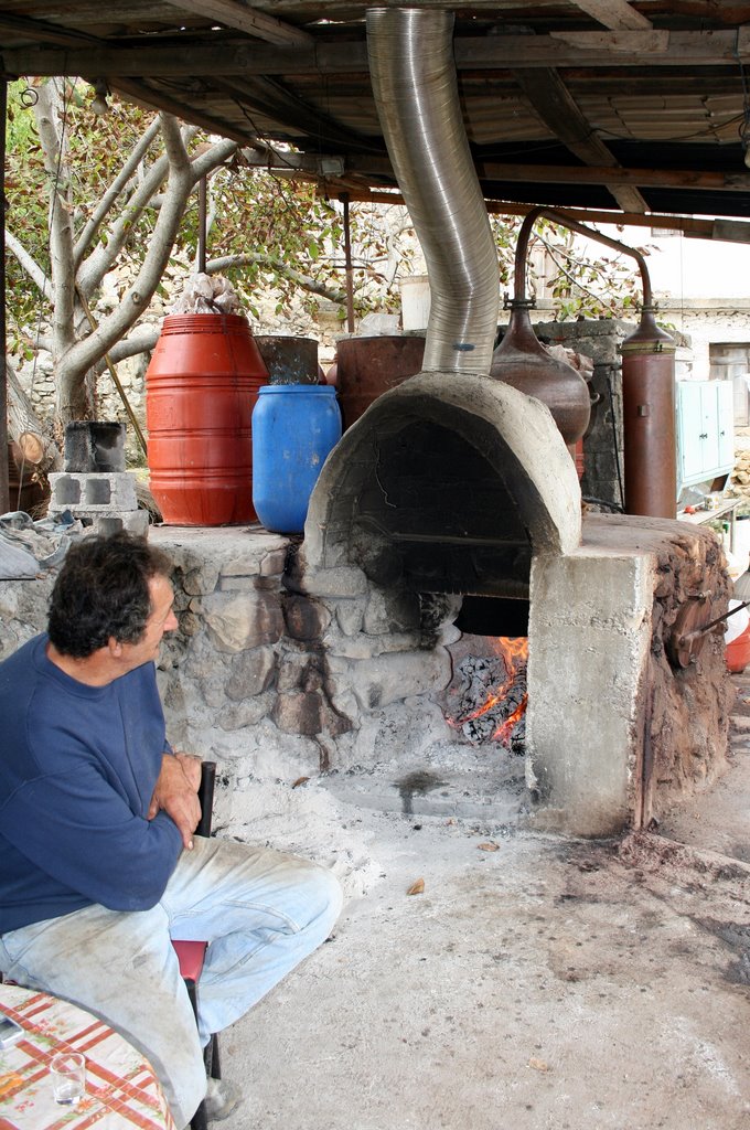 Making raki in Syvritos by Murray Geddes