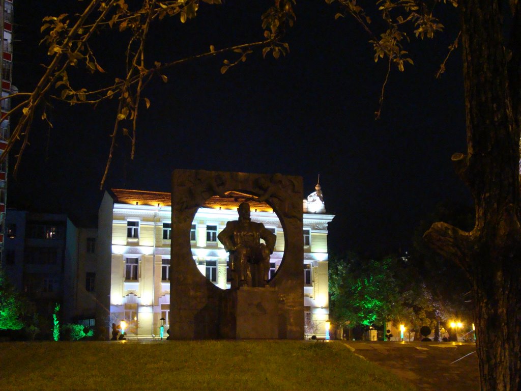 Monument of Ilia Javjavadze at Night by Sebastian W. Bauer