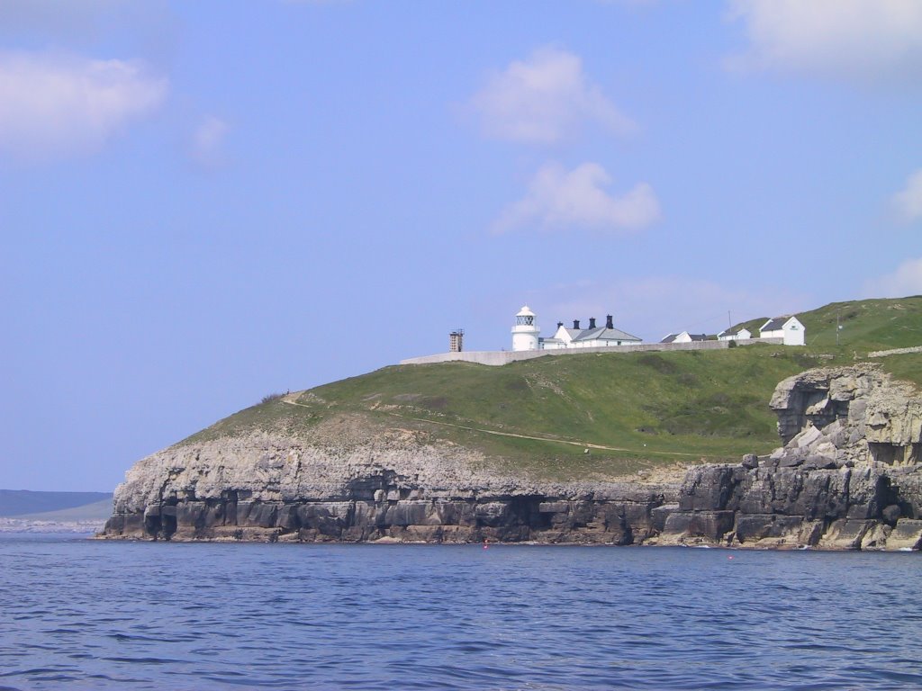 Anvil Point Lighthouse From The Sea by dunkindiver