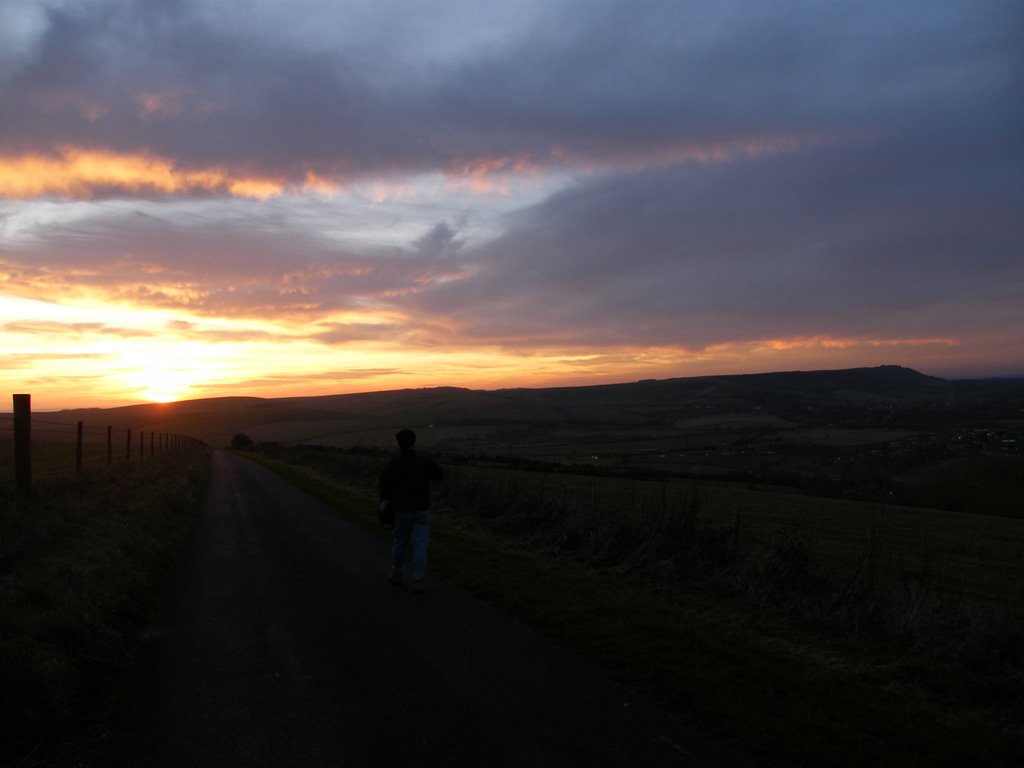 South downs sunset. by Ian Hammond