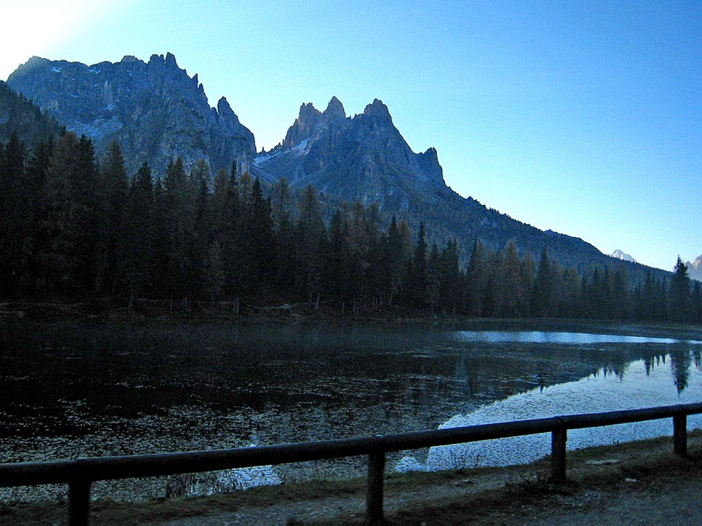 Rifugio Col de Valdo from Lago di Antorno by Carmel Horowitz