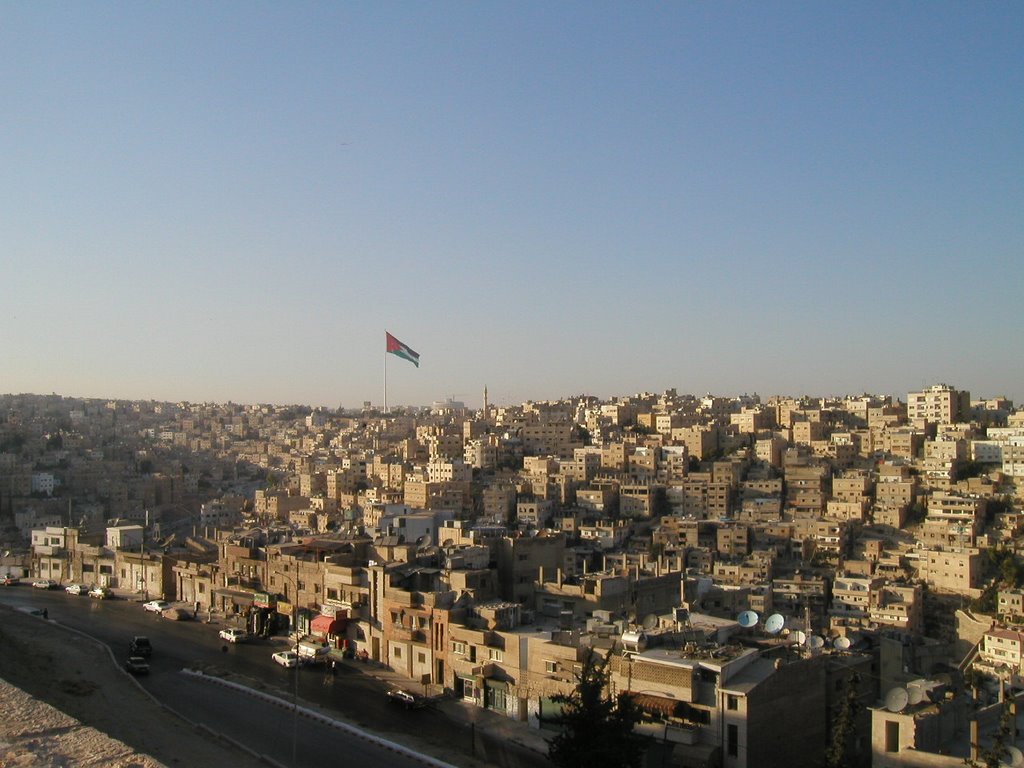 The largest flag in the world from the Citadel - Amman by SzJu