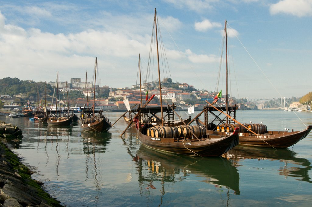 Ancient Port Shipping Boats at Vila Nova de Gaia (Porto) - Portugal by Rick Eisenmenger