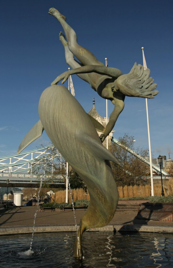 Girl with a dolphin - Tower Bridge by Dave Taskis