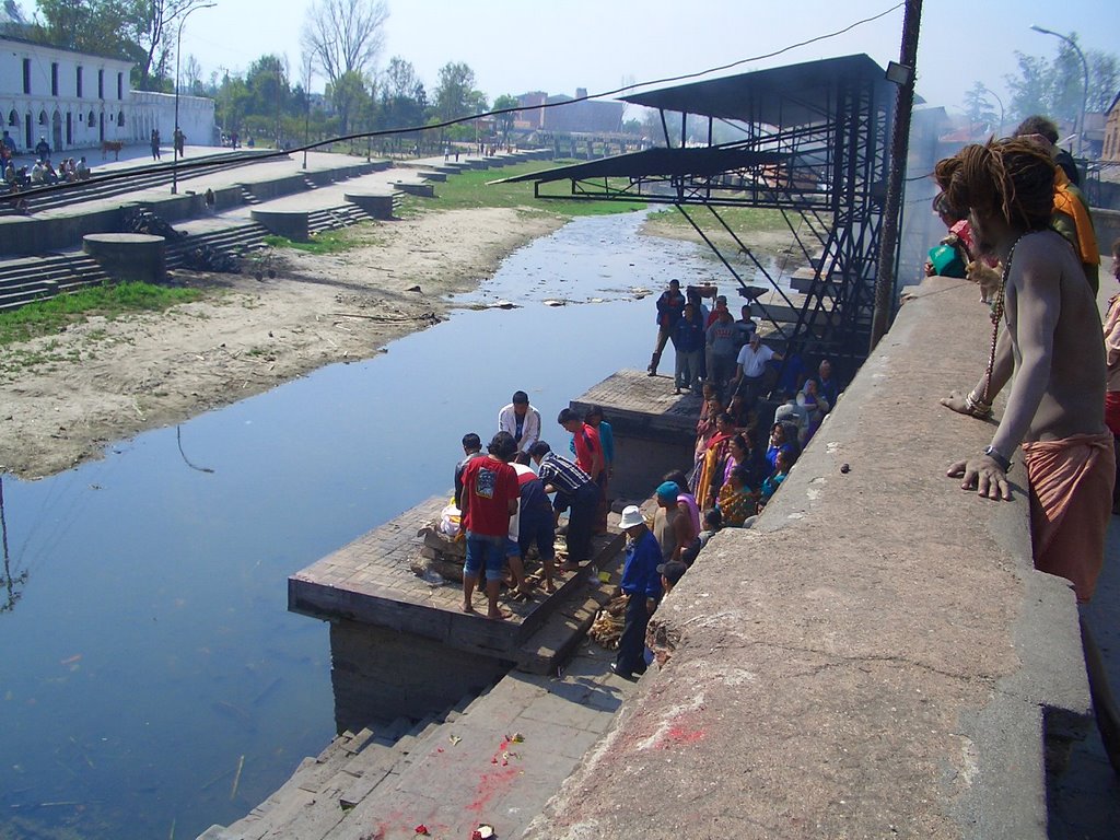 Watching the Burial Site at the Bagmati River, March 2005 by bpiot