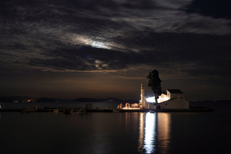 Vlaherena night view (kanoni) corfu Greece by Markos Cheimarios