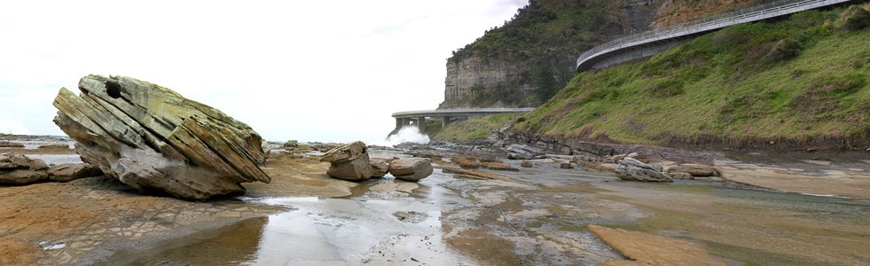 PHoto of Coal Cliff bridge from rock platform by Peter Hilkmann