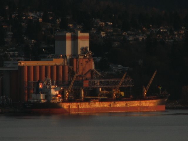 Bulk Cargo Ship, Pioneer Grain Elevators North Vancouver by snorth