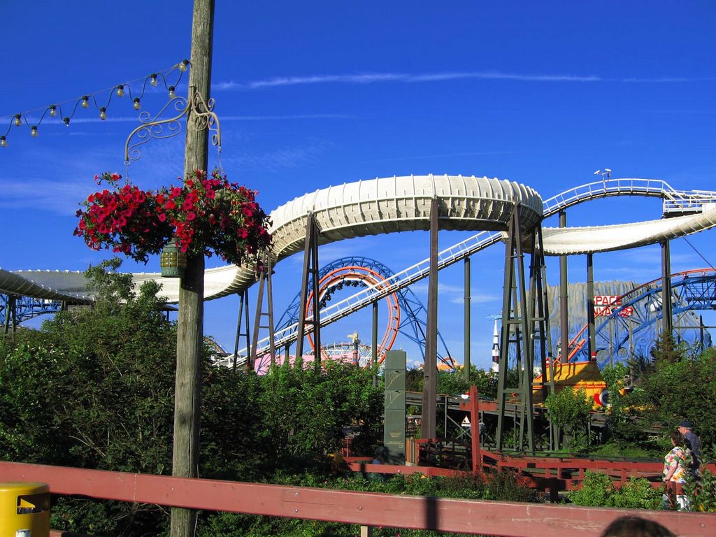 The Avalanche & Revolution at Blackpool Pleasure Beach with blue sky, by AndyBooth by AndyBooth