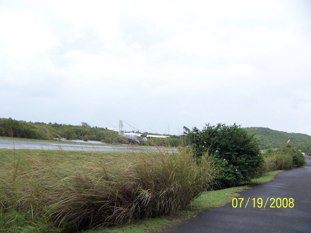 Grenadine airways about to land in Mustique. by Yusef leslie