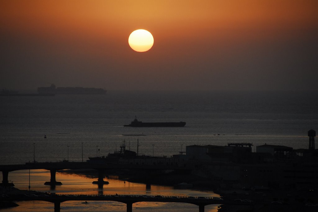 Sailing Ships at Sunset-Jeddah Seaside 11-08 by Rakan Alireza