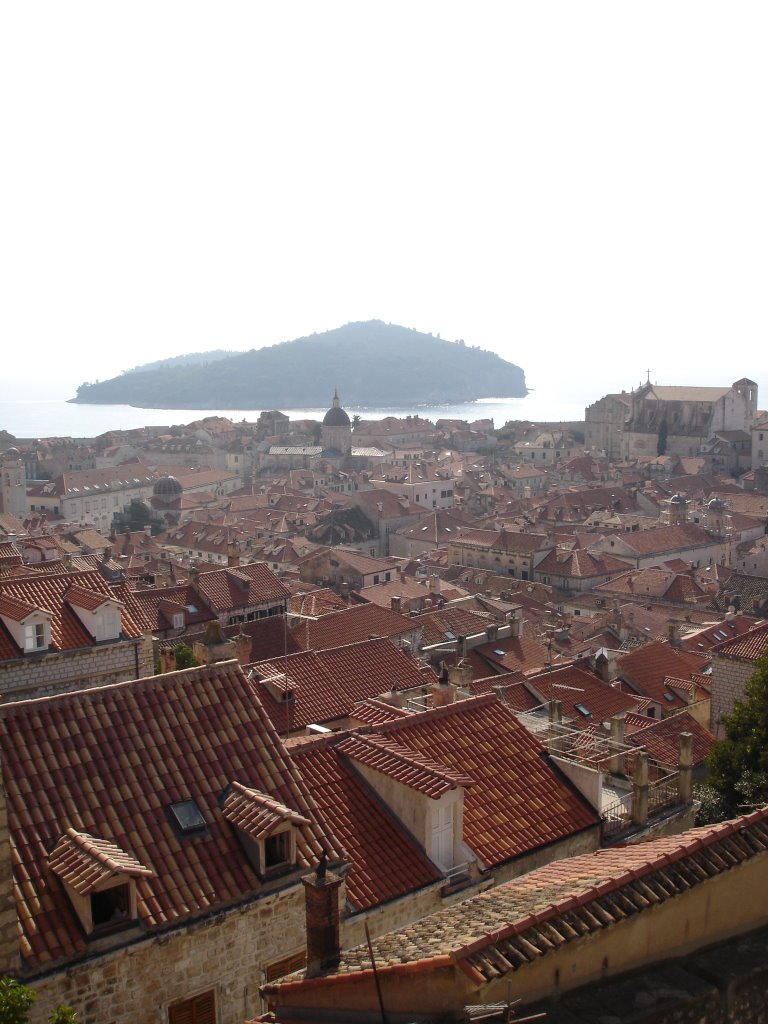 Tejados con isla de Lokrum al fondo by abundio