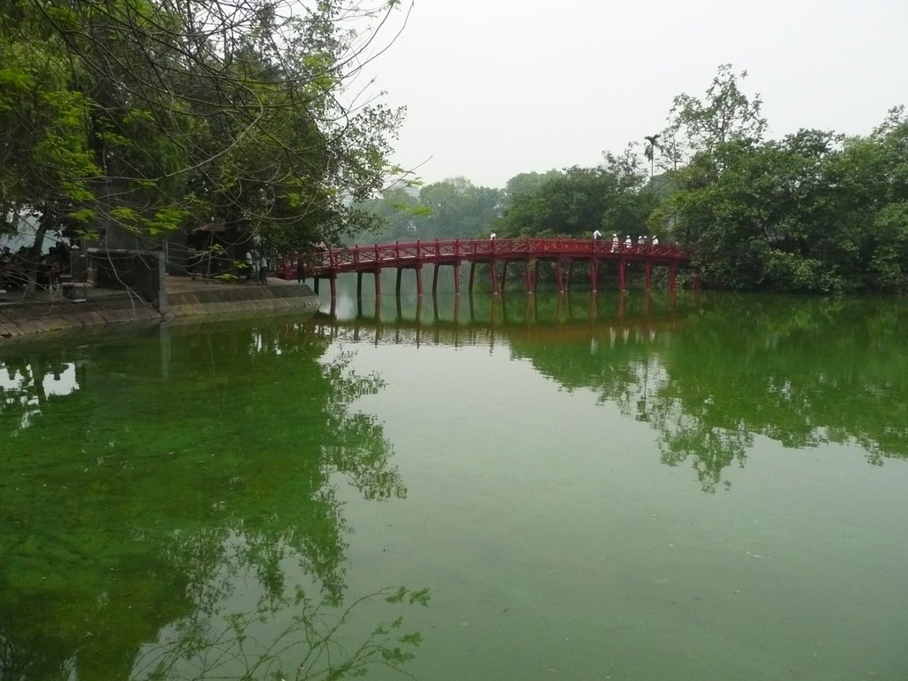 Huc bridge Hoan Kiem lake Ha Noi by Olive Kirk