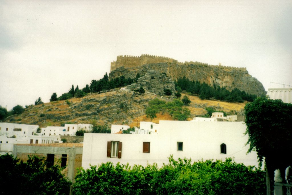 Looking up at the castle, Lindos by John Mulder