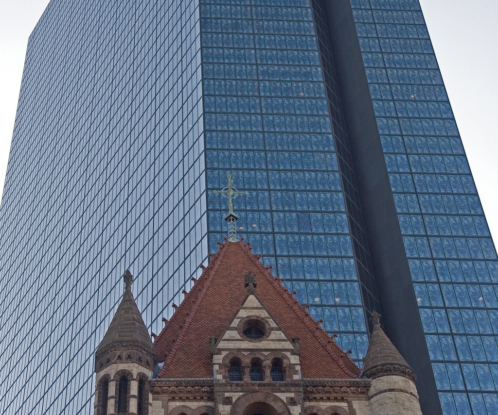 Trinity Church in front of Hancock Tower, Boston MA by carnehl