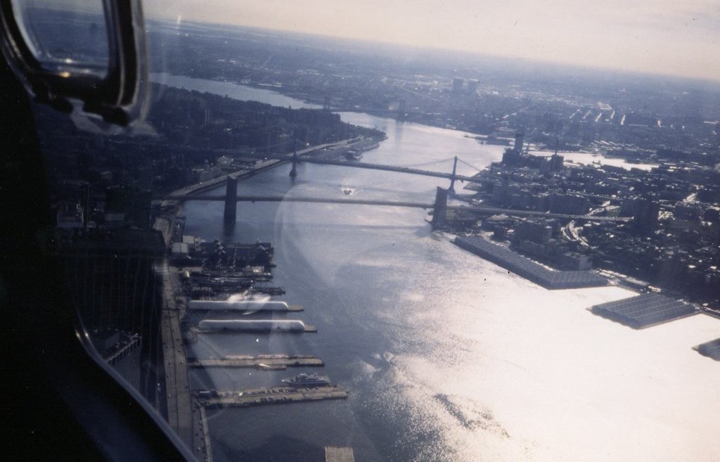 East River with 3 bridges from heli 91 by alain jacq