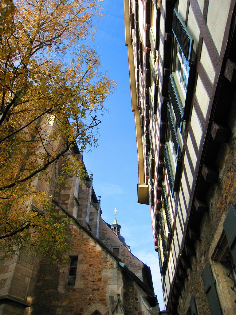 Looking west toward the Evangelical church and adjacent building, Kirchheim unter Teck by John Schwenkler