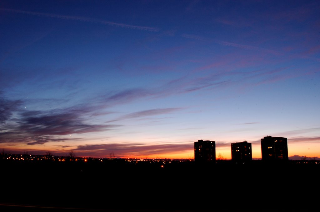 Cantril Farm Flats - Sunset by vinnyhassell