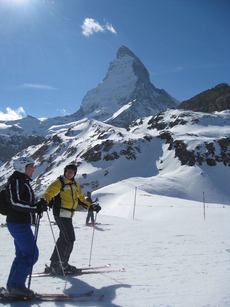 Skiers In Front Of The Matterhorn by uocooper