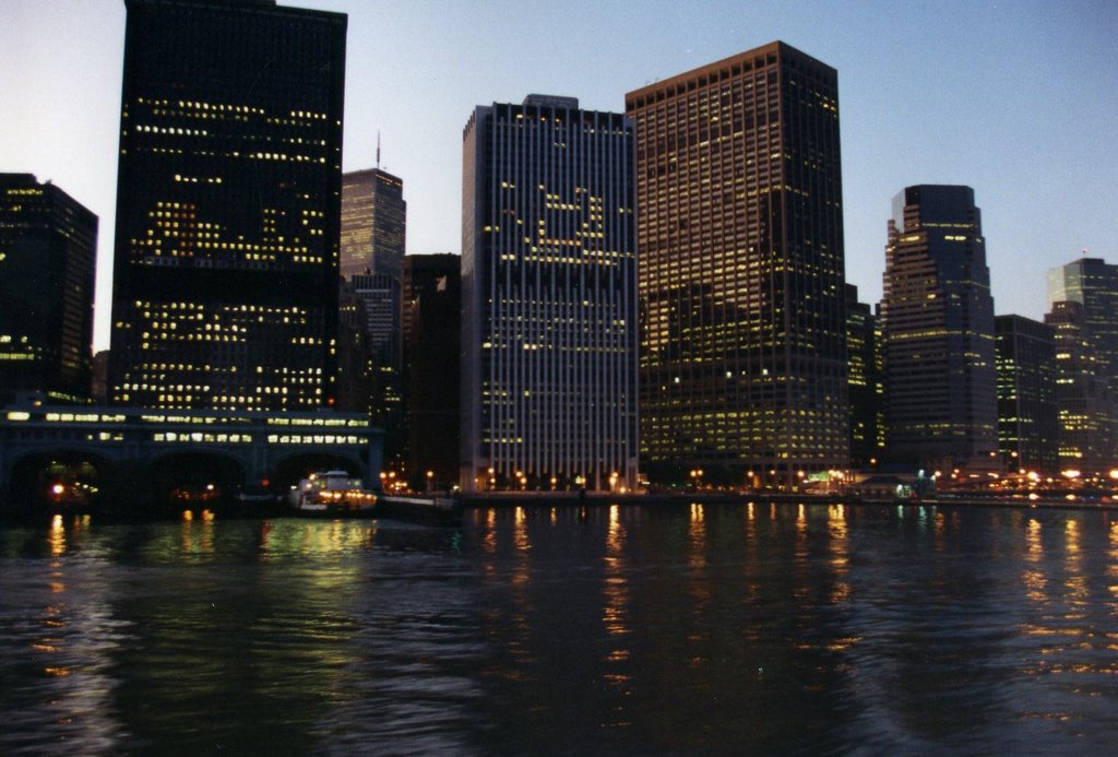 NY from a night boat by alain jacq