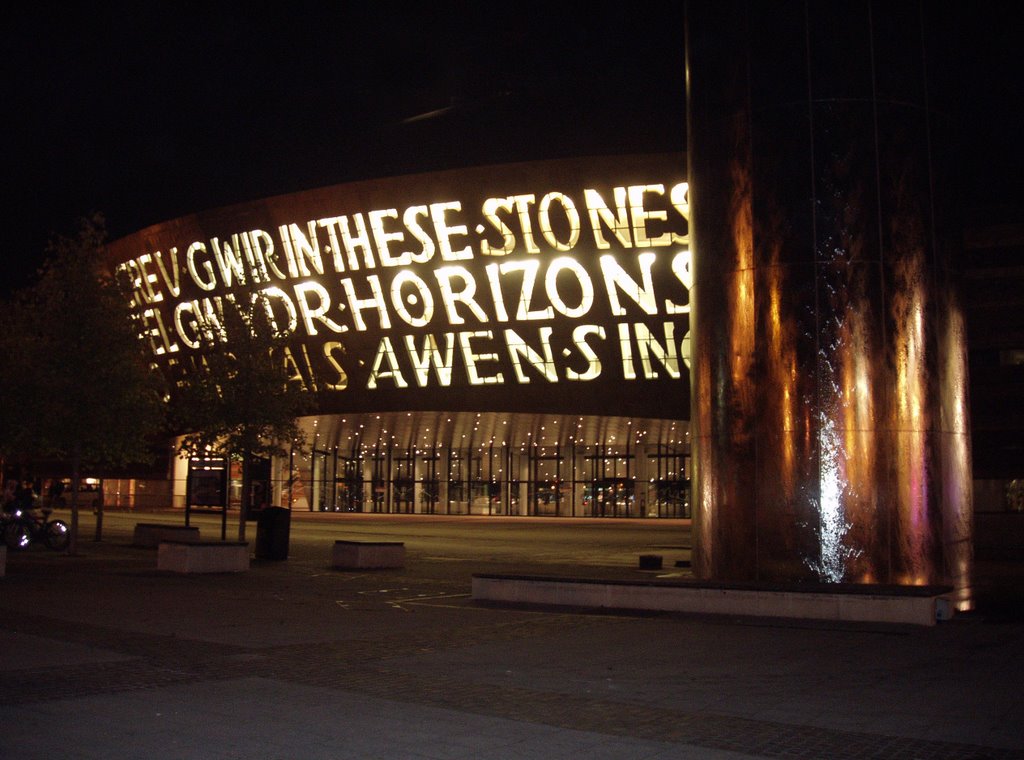 Millennium Centre and Water Feature at Night Sept 2007 by LindaJenkins