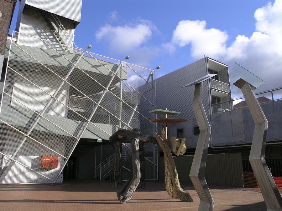 Courtyard of the Tasmanian School Of Art. Old IXL Jam Factory complex, Hobart. by Andrew Royle