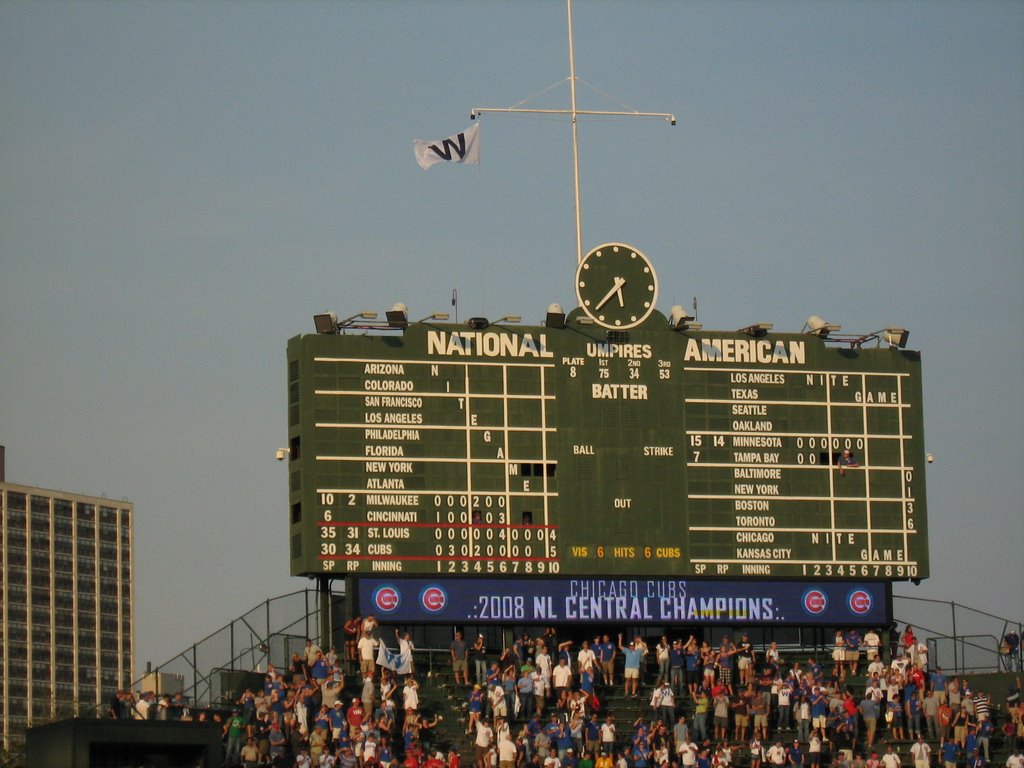 Wrigley Field Score Board - Cubs NL Clincher Game 09/20/08 by Pic4Goog