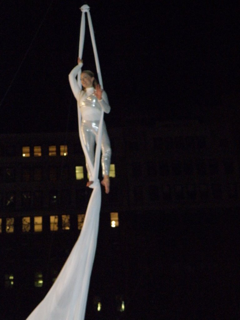 Naked Lady Performing Live On The Balloon At The Lighting Of The Christmas Tree In Bryant Park , Manhattan, New York, USA. by Nasir Uddin