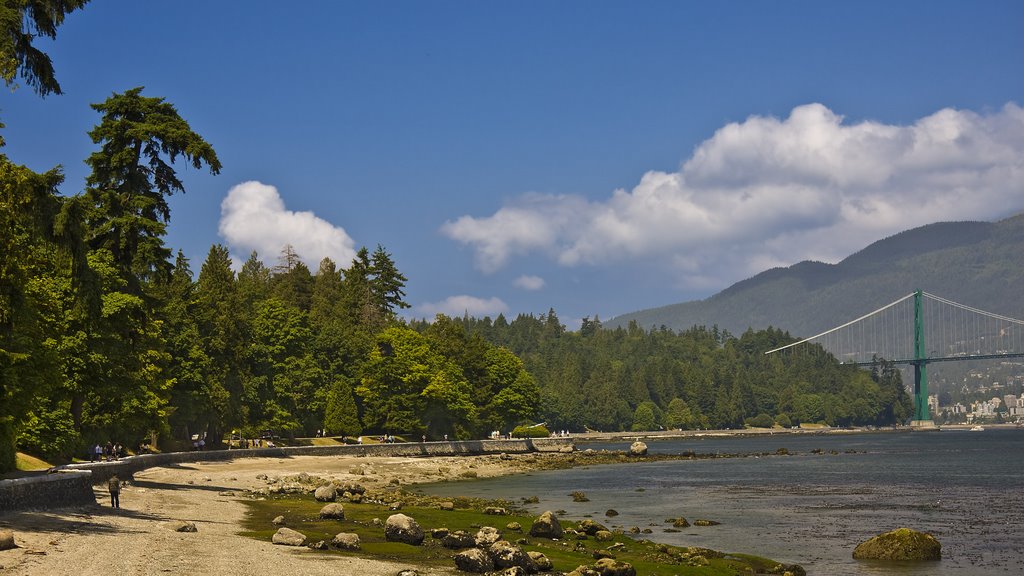 Beach at Stanley Park, with Lion's Gate Bridge in the background by Phil Comeau