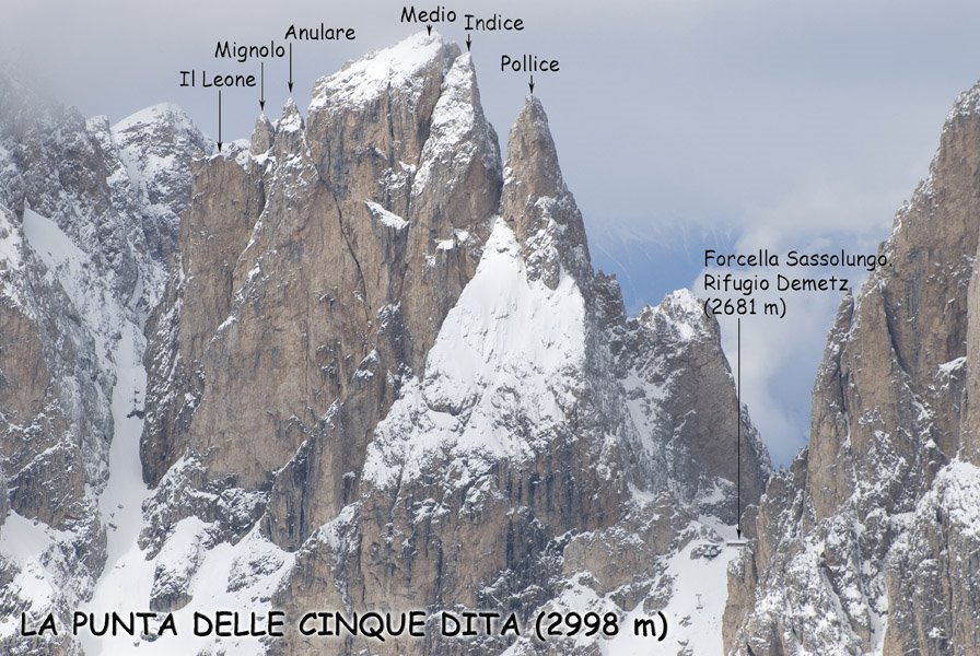 La Punta delle Cinque Dita desde el Sass Pordoi (2950 m). by Marioarg.-