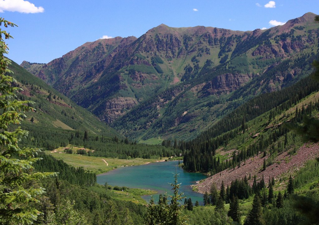 View of Maroon Lake from Crater Lake Trail, Maroon Bells, Colorado by Doug Best