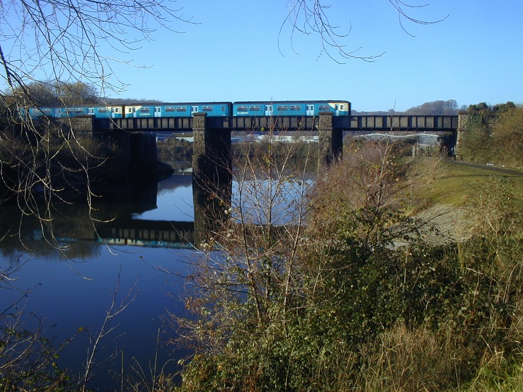 Barry island train crosses the river ely by fat freddys other cat