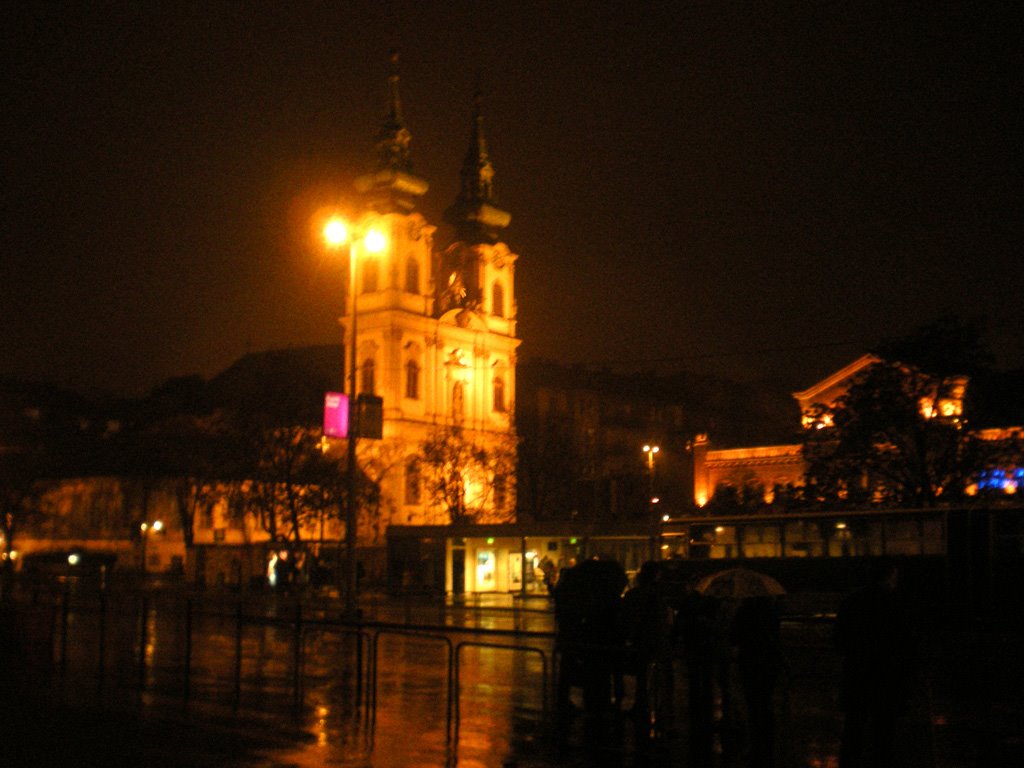 Budapest, St. Anne's Church at night by senph