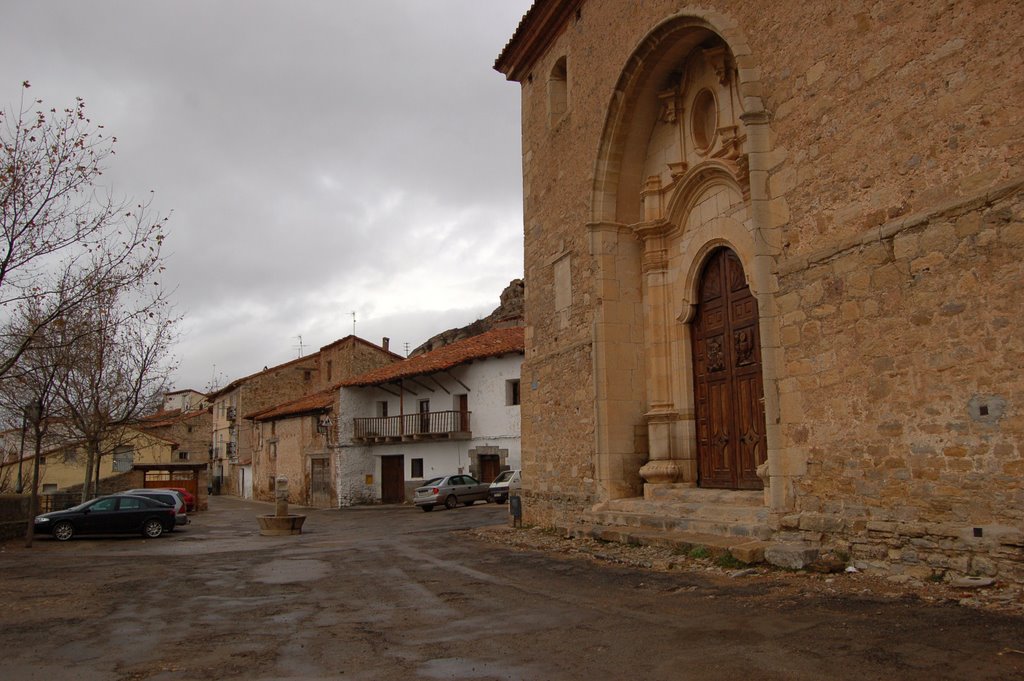 Allepuz-Plaza Mayor e Iglesia by Jose Sanjuan Gonzalez