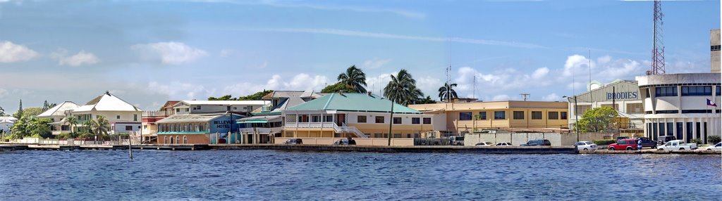 Panoramic of Belize across from the Boardwalk by Qwilleran