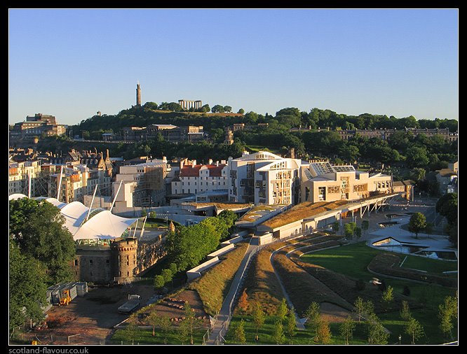 Scottish Parliament building in Holyrood from Salisbury Crags, Edinburgh, Scotland by scotlandflavour