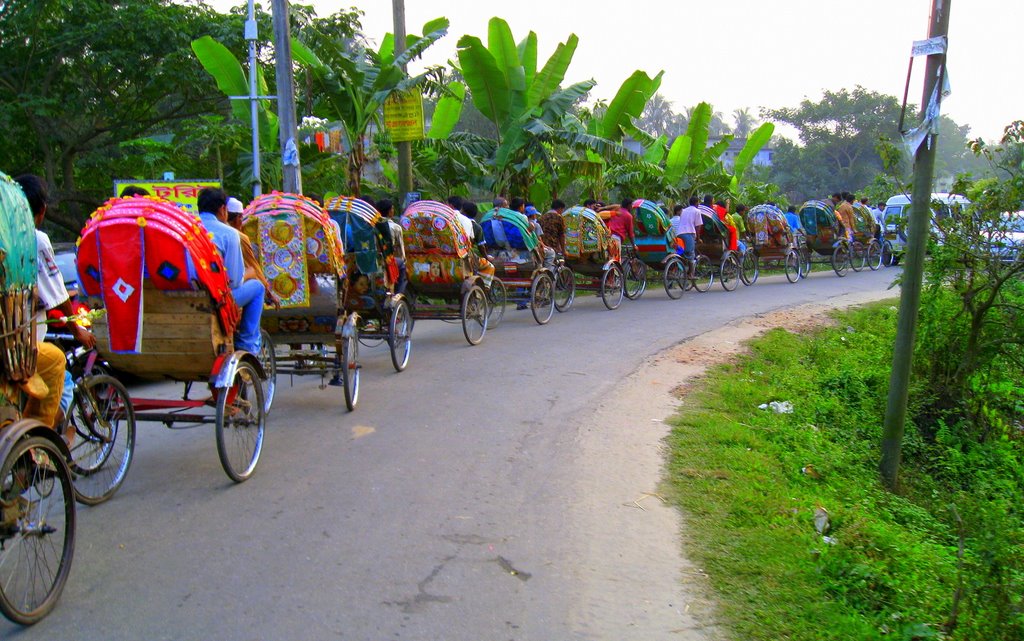 Queue of Rickshaw at Sonargaon 12/2008 by F.Zaman