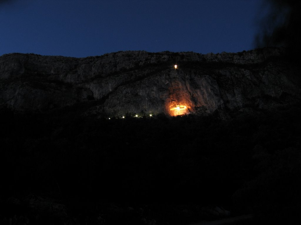 Monastery Ostrog at night by Ivan Martinetti