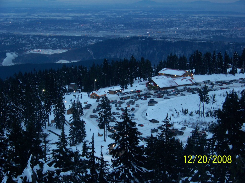 Ski Resort in Dusk, night skiers're coming by Wester