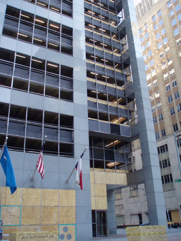 Damaged windows; Parking Garage of JP Morgan-Chase on 601 Travis in Houston by Lubomira Soroko