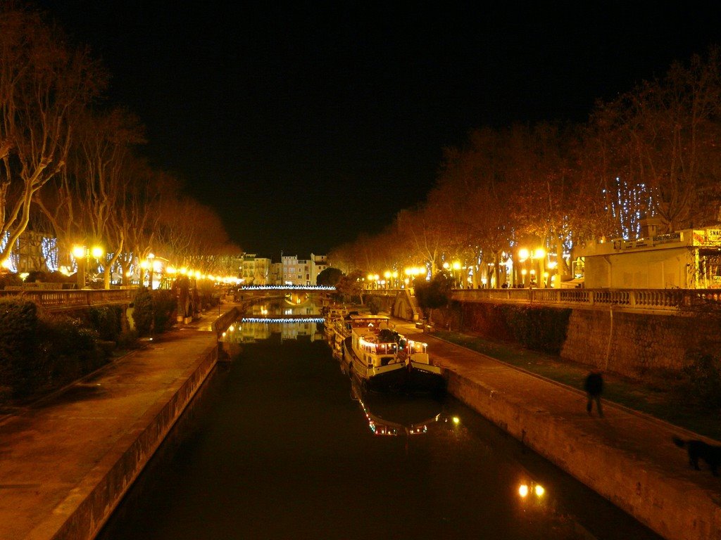 France, le Canal de la Robine le soir de Noël à Narbonne by Roger-11-Vina